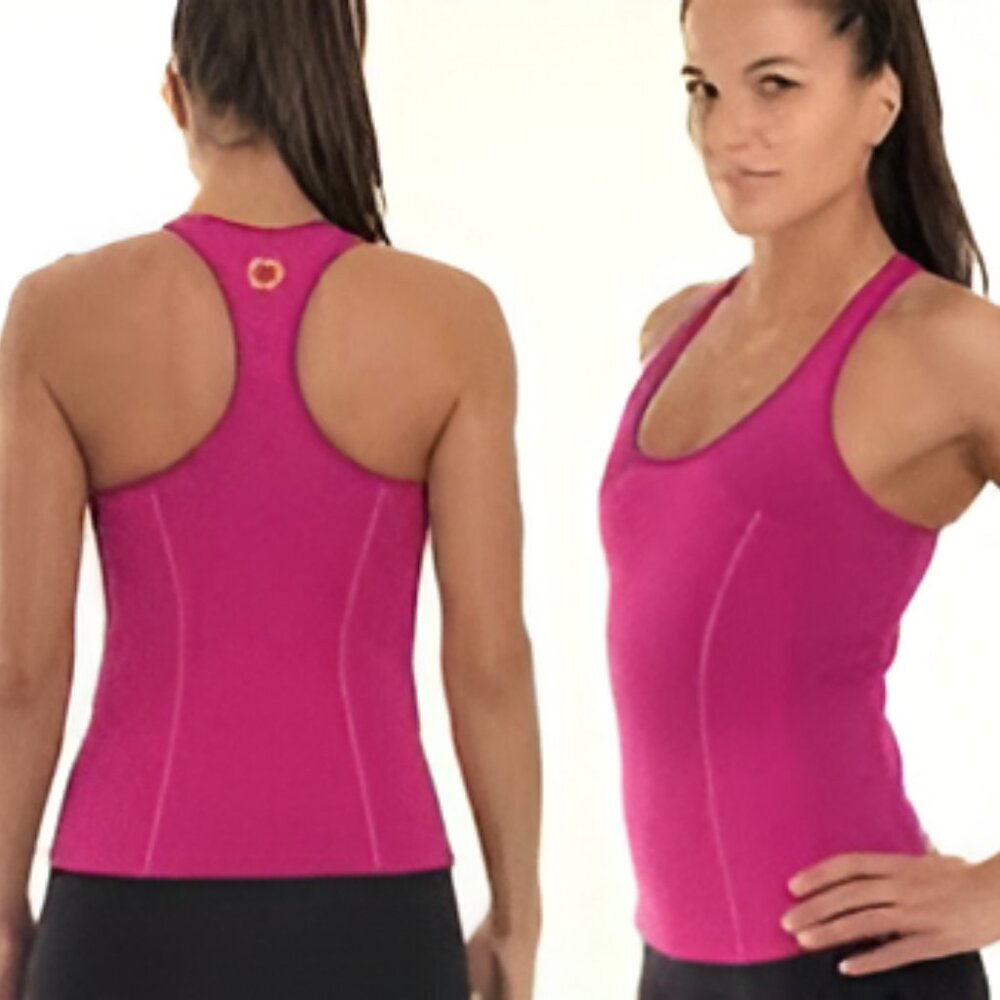 Zaggora Pink Neoprene Compression Fitted Exercise Thermal Racerback Tank Top M